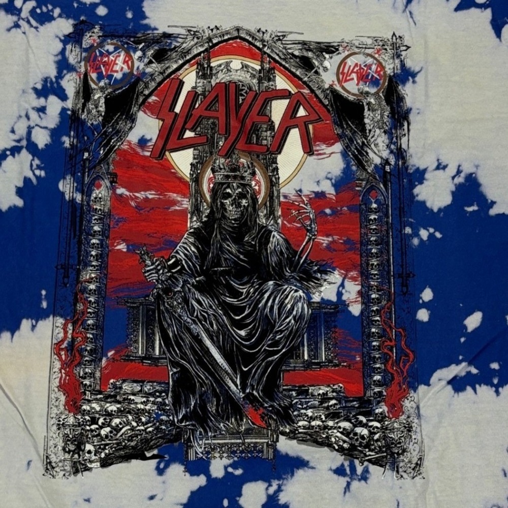 Slayer Bleached Tie Dye Graphic T-Shirt Heavy Metal Band Tee Mens L